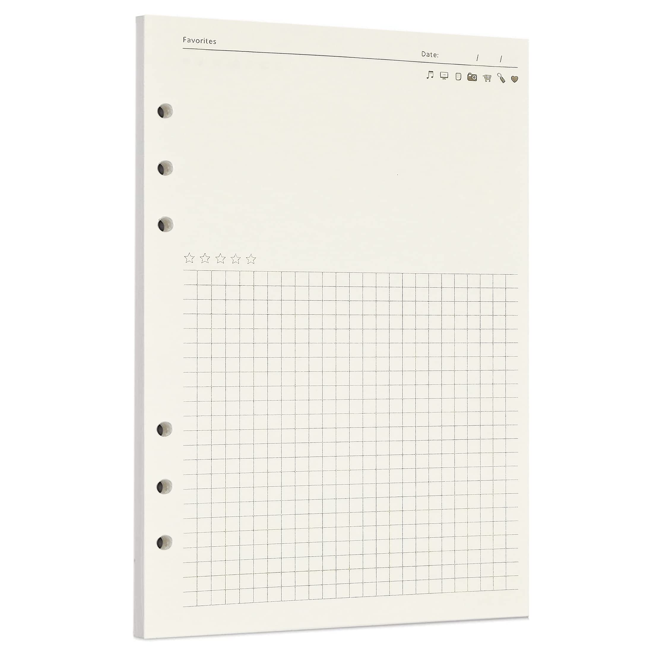 Zelten Loose Leaf Punched Paper Refills Paper for 6 Hole Binder Personal Organizer Diary Notebook Refillable Planner (Favorites,A5/6 Hole)