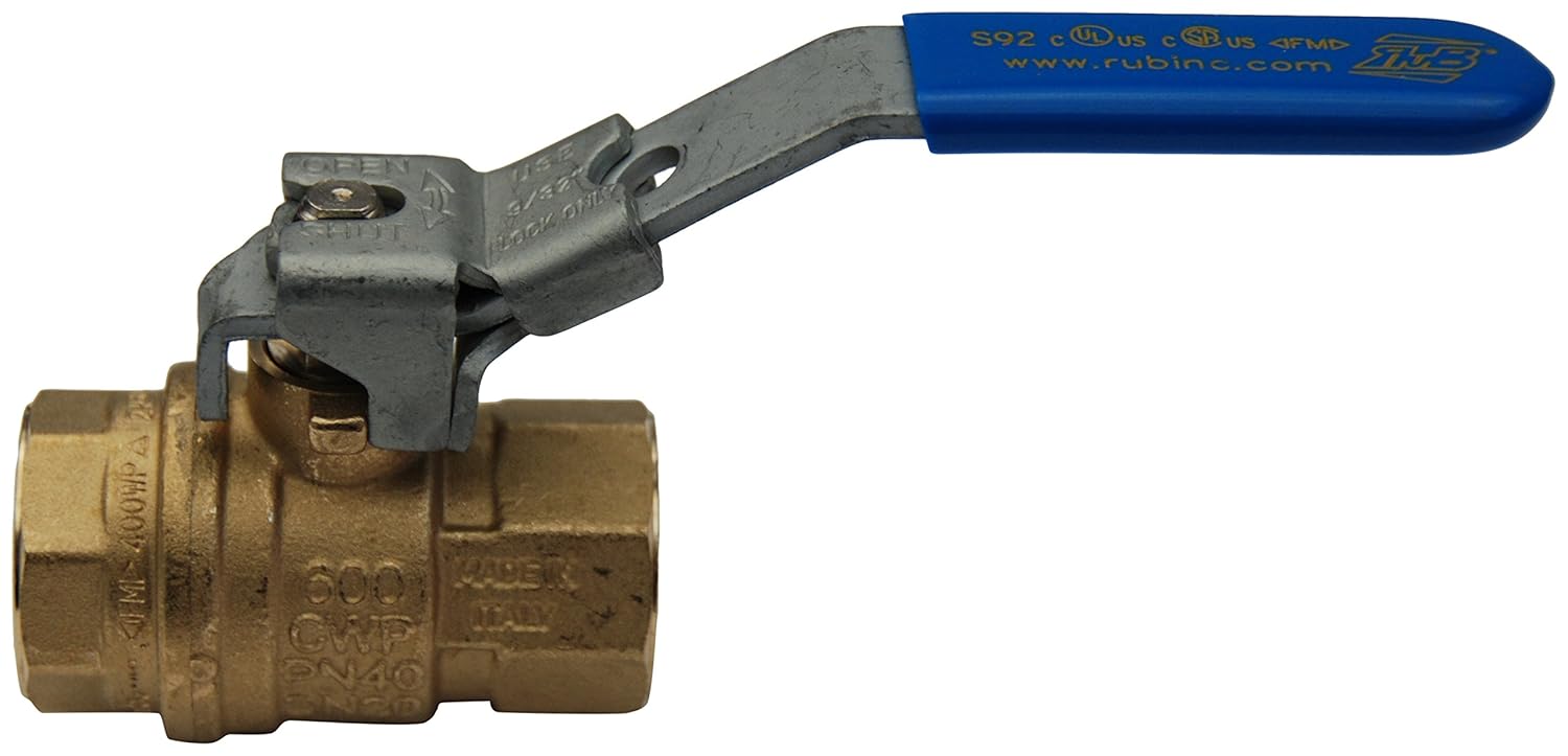 RUB S92C45 S92 3/8" FxF Locking Handle Ball Valve, Water Steam Gas Industrial Use Hot