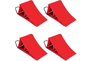 Komokeru Wheel Chocks for Trailers, 4 Pack Hard Plastic RV Wheel Chocks with Non-Slip Base & Rope for Easy Removal, Tire Chock for Cars Wheels, Keep Your Truck or Camper in Place