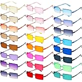 EBOOT 24 Pcs Rimless Rectangle Sunglasses for Women Men Frameless Square Sunglasses Multicolor Gradient Eyewear Unisex