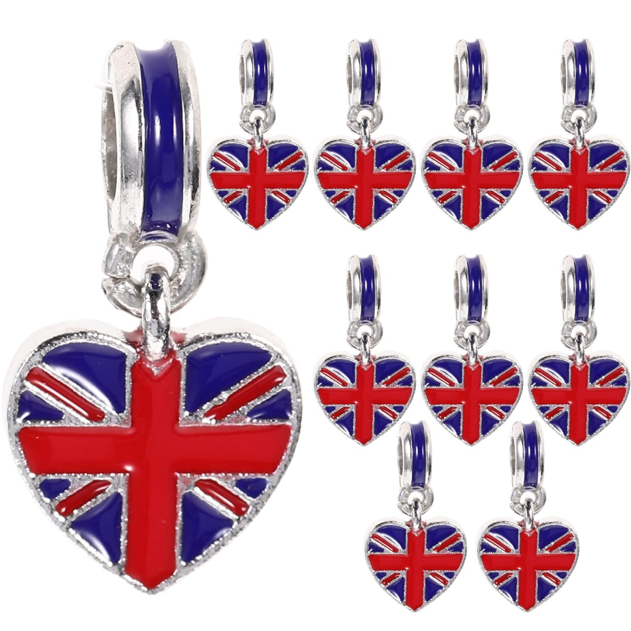 PRETYZOOM British Flag Bracelet Charms Set Union Jack Pendant Beads for Diy Jewelry Making Uk Patriotic Accessories 10 Pieces 0.9X0.7X0.1 Inch Alloy