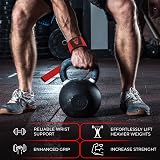 WFX Weight Lifting Straps Wrist Support Padded Neoprene Red view 6