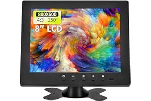 Qcvoruno 8 inch LCD Security Monitor & Displays,Built-in Dual Speakers Portable Monitor,800 * 600 Resolution,BNC/AV Input,Suitable for CCTV TV CCD DVD