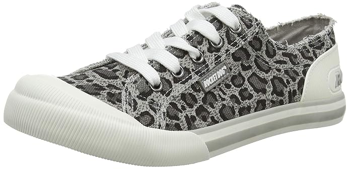 Grey leopard print cotton upper Synthetic