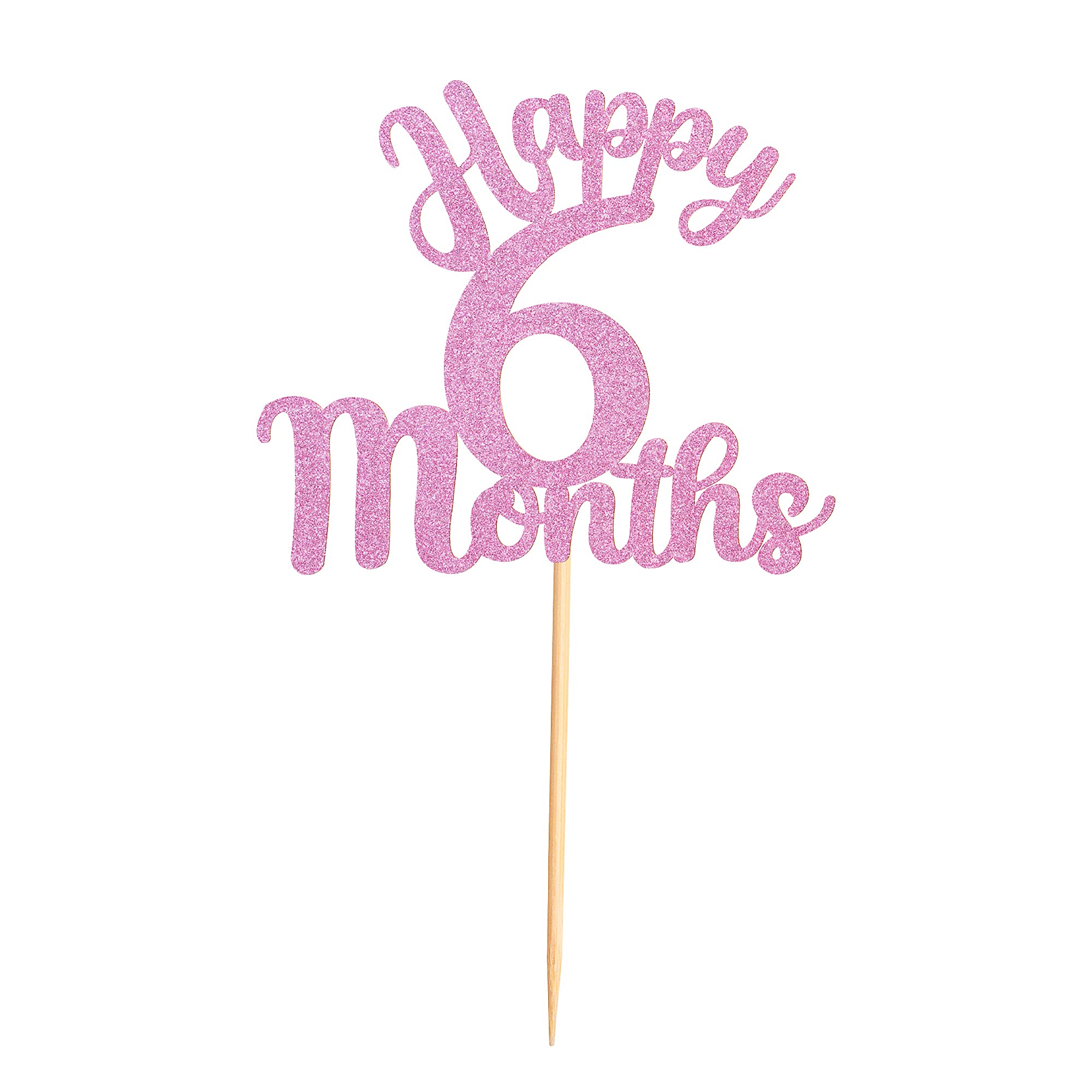 Blumomon 1Pcs Pink Glitter 6 Months Cake Topper Baby 1/2 Birthday Cake Decoration for 100 Days Baby Shower Party Decorations