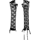 Sacina Black Fingerless Long Flower Lace Gloves, Goth Gothic Vintage Gloves For Women, Gothic Accessories