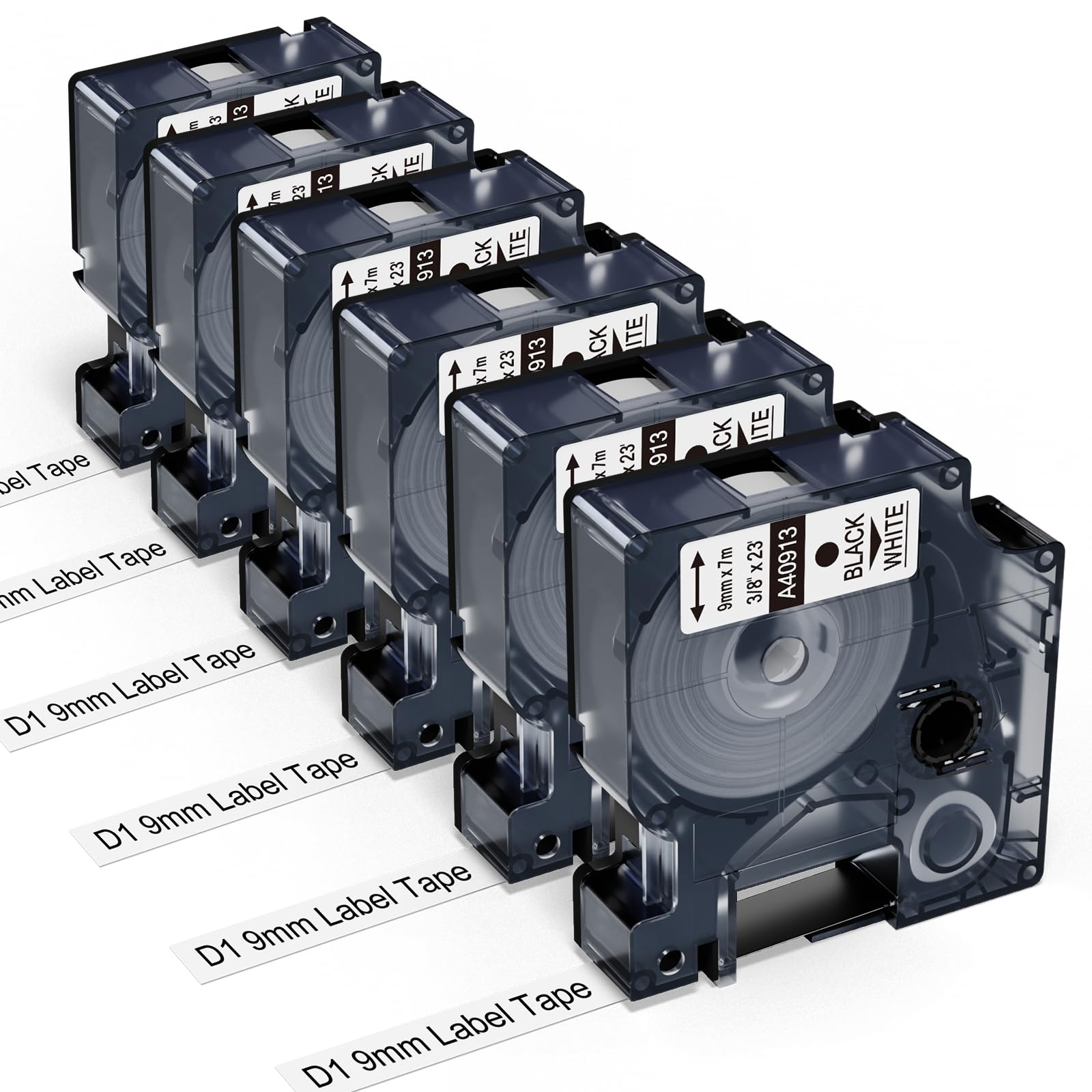 Photo 1 of Freshworld Compatible with Dymo D1 Label Tape 3/8 Inch 40913 S0720680 Label Maker Refills d1, Black on White 9mm Refills, for LabelManager 160 210D 260P 280 360D Printer COLORPOP, 23 Ft, 6-Pack