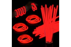 Taikula 60 Pack 8” Red Glow Sticks Bracelet Necklaces Bulk with 60 Connectors Neon Glow In The Dark Party favors Supplies for Holiday Birthday Party Decoration (Red)