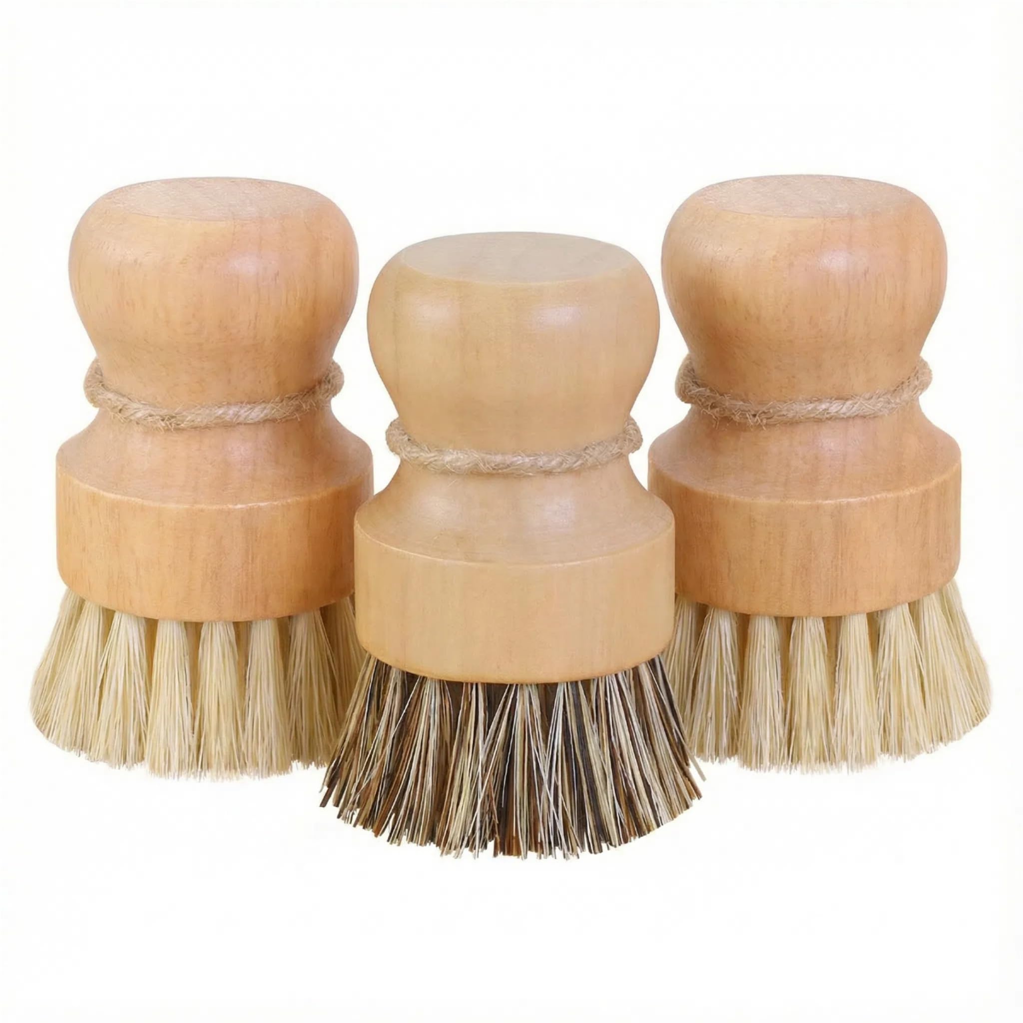 Photo 1 of **2 PACK**ABuYanOIn Wooden Dish Scrub Brush - Natural Fiber Kitchen Dish Scrubber Set, for Cleaning Pots, Sink, Tableware and Vegetables - 3 Pack