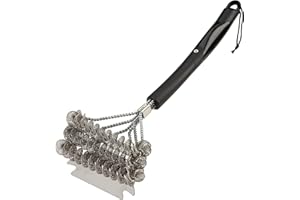 Cuisinart Triple Coil Brush, 17” Stainless Steel Grill Brush with Wide Scraper for All Grates, Bristle Free Grilling Accessory for Worry Free Cleaning, Perfect for BBQs, Cookout & Tailgate Cleaning