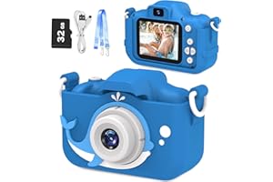 Goopow Kids Digital Camera, 8MP, Dark Blue, 32GB SD Card Included, Easy to Use, Shockproof, Portable, Christmas Gift for Boys 3-8 Years