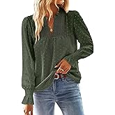 Falechay Boho Tops for Women V Neck Blouses Flowy Swiss Dot Dressy Casual Lace Womens Long Sleeve Shirts Trendy 2026