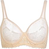 YANDW Women's Full Coverage Plus Size Bra Unlined Lace Minimizer Unpadded Underwire Bras