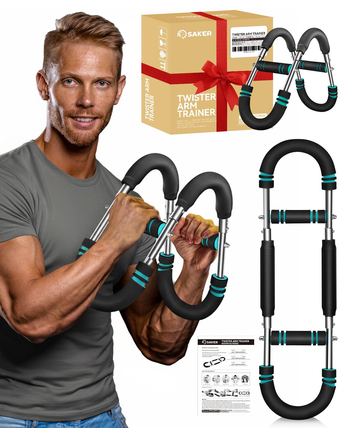 Photo 1 of 2026 New Saker Twister Arm Trainer, Adjustable Chest Workout Equipment,Forearm Strengthener, Arm Exercise Gift for Home Gym, for Men, Ideas for Fitness Enthusiasts (20-60LB)