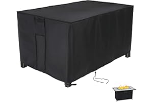 Onlyme Fire Pit Cover Rectangular, 42 x 24 Inch Fire Table Cover for Propane Gas Firepit Table, Durable Anti-Fading Rectangle Fire Pit Cover
