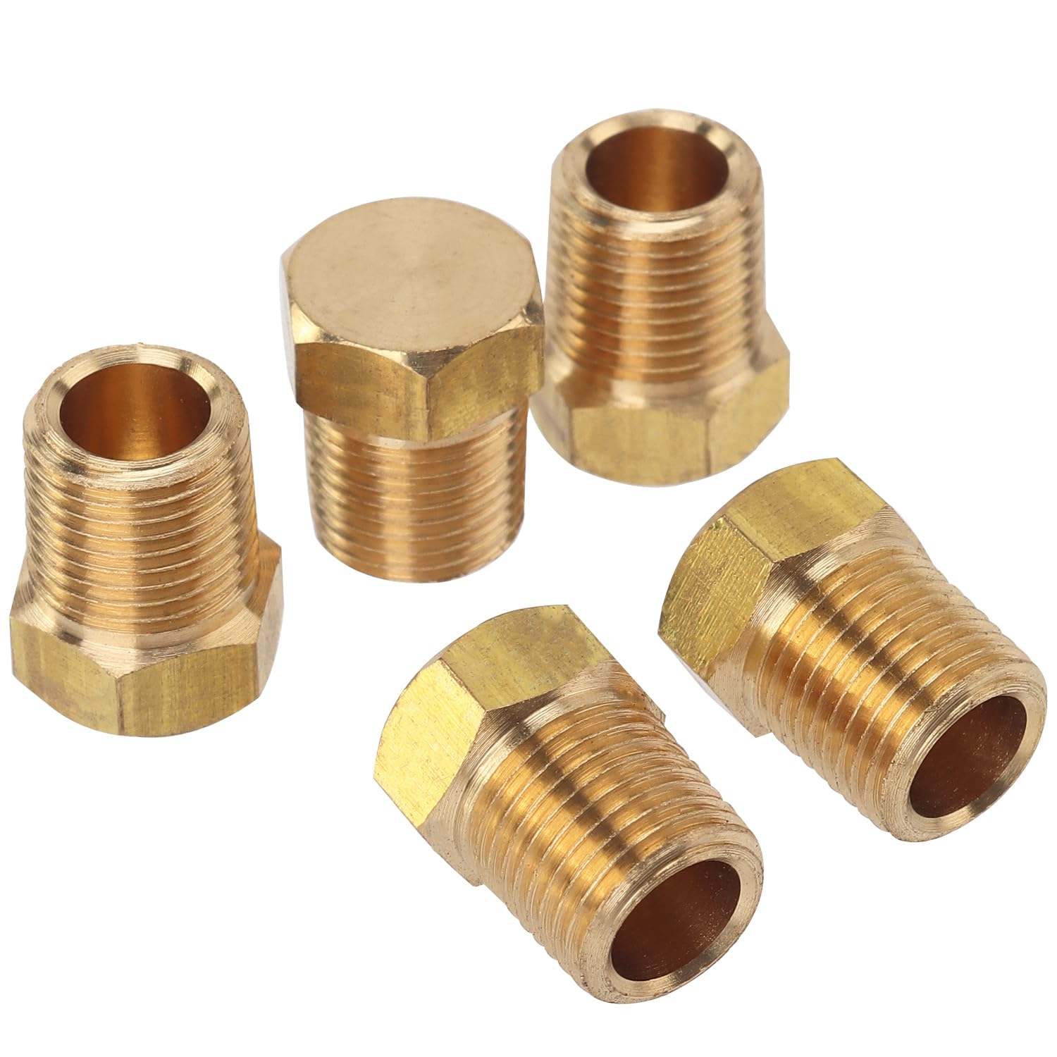 LTWFITTING Brass Pipe Hex Head Plug Fittings 1/8-Inch Male BSPT Air Fuel Water Boat (Pack of 5)