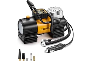 AstroAI Tire Inflator Portable Air Compressor (Up to 150 PSI) Tire Pump for Car 12V DC Digital Air Pump with 12 LEDs Super Br