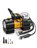 AstroAI Tire Inflator Portable Air Compressor (Up to 150 PSI) Tire Pump for Car 12V DC Digital Air Pump with 12 LEDs Super Bright Light for Bicycle, Motorcycle, Automotive Car Accessories