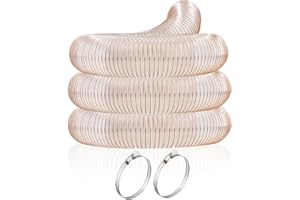 JUYO VONSAN 4 inch PU Dust Collection Hose 10ft Heavy Duty Flex Clear Dust Debris Collector Hose With Clamps (Polyurethane, 4'' X 10ft)