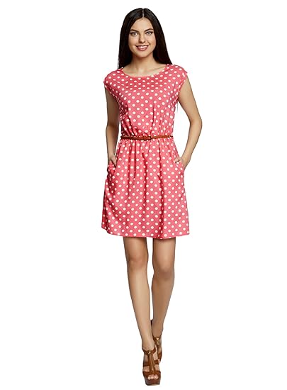 oodji Ultra Damen Ärmelloses Kleid aus Bedruckter Viskose