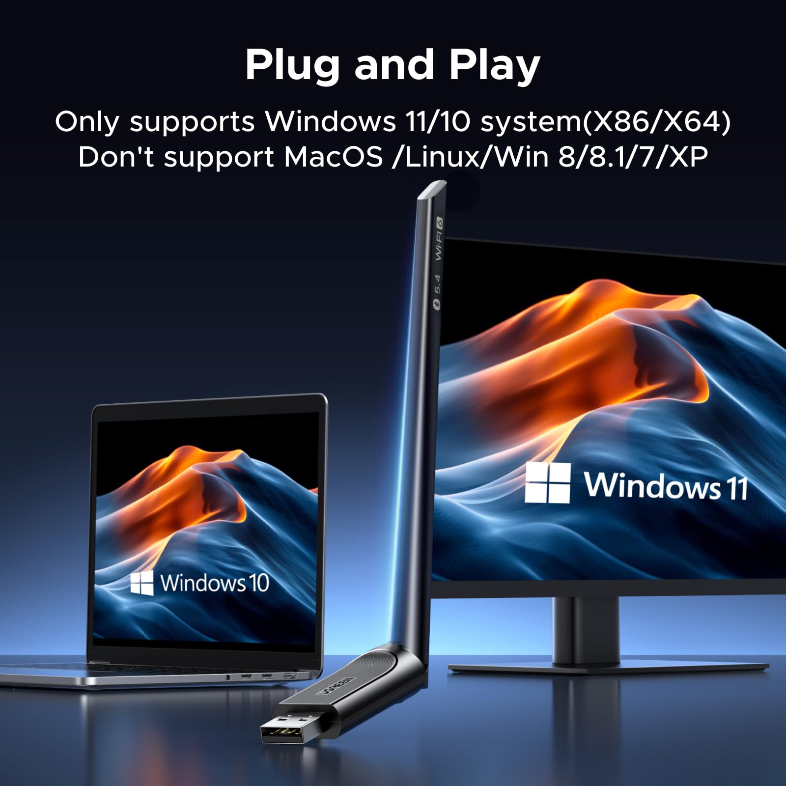 Ugreen Wifi Dongle, 2-In-1 Wi-Fi 6 Bluetooth 5.4 Wifi Adapter For Pc, Ax900 Usb Wifi Dongle 5Ghz/2.4Ghz Usb Wireless Adapter For Pc Laptop Computer Windows 10/11 - View 8