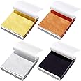 Metallic Gold Foil Paper - 400 Sheets, Rose Gold, Silver, Black for Arts, Crafts, DIY, Nails, Gilding, Decoration, Frames, Furniture