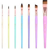 Nicpro 7pcs Face Paint Brush Set,Aesthetic Pastel Face &amp; Body Paint Brushes | Artist Paintbrushes for Acrylic Watercolor Oil Gouache, Professional Painting Brushes for Halloween Cosplay Party Makeup Kit