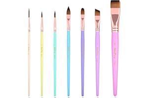 Nicpro 7pcs Face Paint Brush Set, Aesthetic Pastel Artist Paintbrushes for Body Face Painting, Acrylic Watercolor Oil Gouache, Professional Paint Brushes for Halloween Cosplay Party Makeup Kit