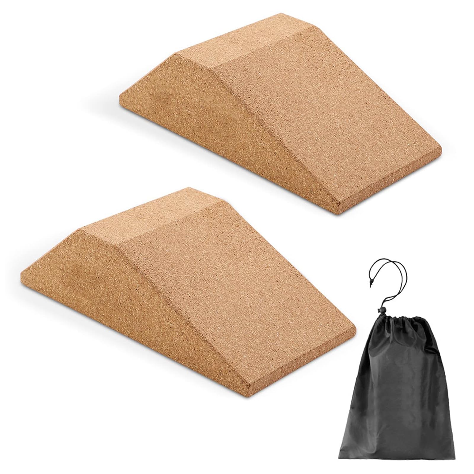 2 Pack Cork Squat Wedge Block - Heel Elevated Squats & Calf Raises, Non-Slip Slant Board for Weightlifting & Yoga Fitness Protection