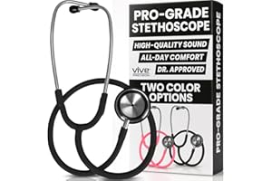 Vive Precision Dualhead Stethoscope - Dual Head Diaphragm Bell for Nurses, ER, Cardiology, Veterinary, Fetal Pediatrics Blood Pressure Kit - Double Barrel Chestpiece Device For Doctors, Students