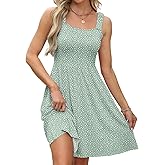 QACOHU Summer Dresses for Women 2026 Square Neck Sleeveless Sundress Casual Pocket A-Line Midi Dress