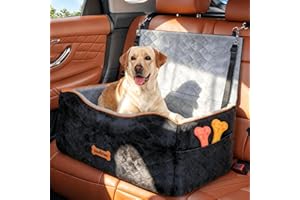 VavoPaw Dog Car Seat for Medium Dog, Dogs Booster Seat Under 50Lbs or 2 Small Dogs Washable, Pet Car Seats with 2 Safety Leas