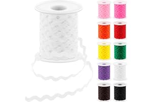 Glarks 1Pcs 27Yard/25M white Rick Rack Trim Ribbon Wave Sewing Bending Fringe Trim for DIY Sewing Crafts Wedding Bridal Dress