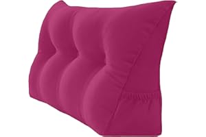 Peachwell Triangular Reading Bed Rest Pillow Large Bolster Cushion Headboard Backrest Wedge Pillow with Removable Cover and Two Large Side Pockets (Magenta, Twin: 39 x 8 x 20 inches)