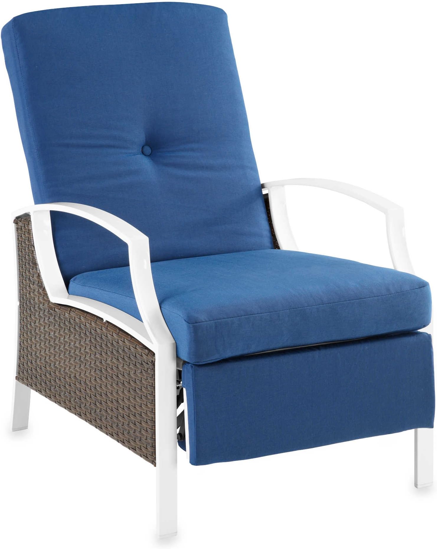Wicker Recliner With Cushion Mix And Match (Blue/White)
