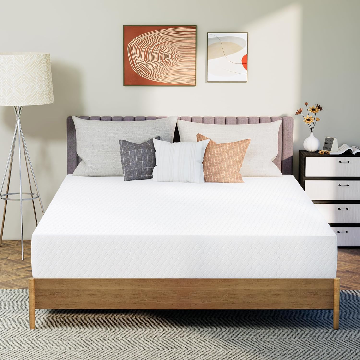 Neo Sleep 8 Inch Queen Cooling Gel Memory Foam Mattress Medium Firm CertiPUR-US Certified Foam, Mattress in a Box Enhanced Pressure Relief Removable Soft Cover No Fiberglass (Queen, 8 in) Image