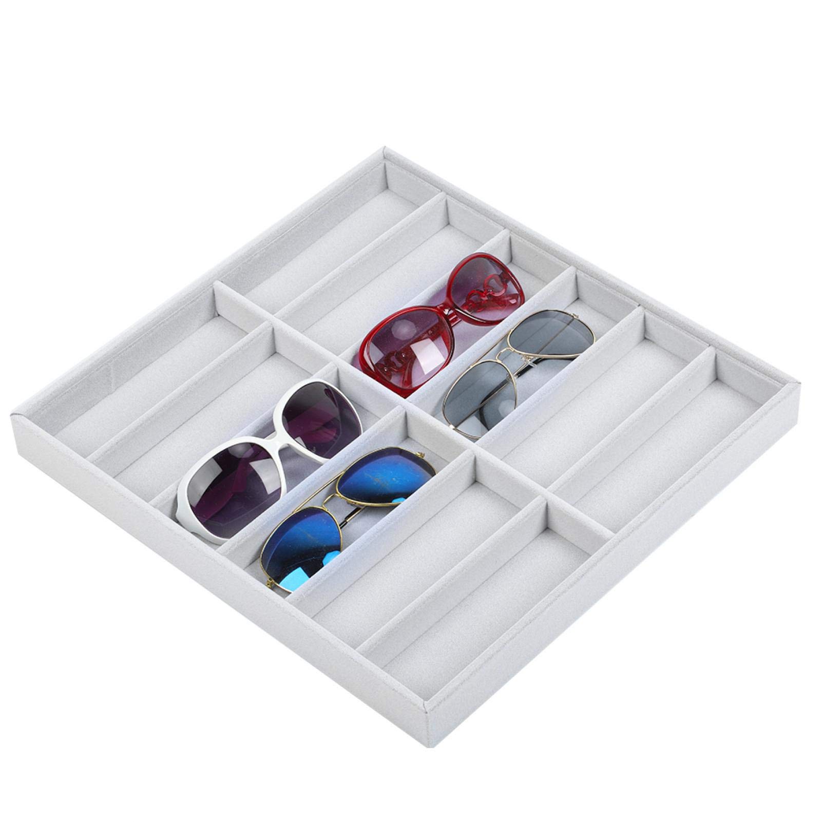 Jewelry Storage Box - 12 Grid Organizer for Watches, Bracelets, and Glasses - Wooden Jewelry Box with Modern Design - Tabletop Mount - 38cm x 36cm x 3.7cm