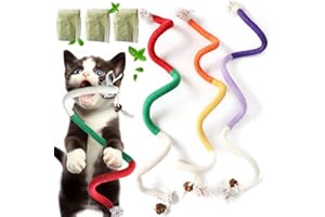 Fokauiwo 27.56 inches Huge Cat Chew Toy for Teeth Cleaning, Big Catnip Rope Toys for Indoor Cats, Interactive Cat Nip Teething Toys for Cats Kittens Kitty, 3 Pack (Plus 3 Bags of Catnip)