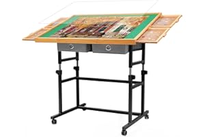 BuilderButler 2000 Pieces Puzzle Table with Wheels, with Drawers and Cover, 40.16"x28.5" Adjustable Height & 45° Tilting, Puzzle Board for Adults