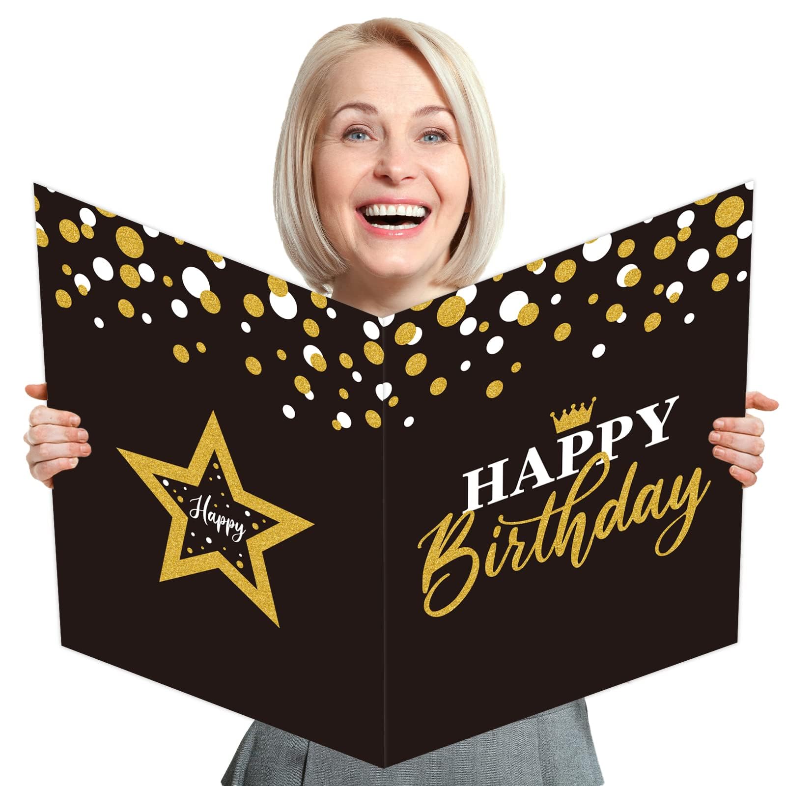 party greeting Jumbo Birthday Card Giant Guest Book Happy Birthday Party Decorations Supplies Gifts for Office Teacher Women Men Co-Worker -Large 14 x 22 inches