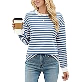 Am Direct Womens Tunic Tops Long Sleeve Striped Shirts Crewneck Tops