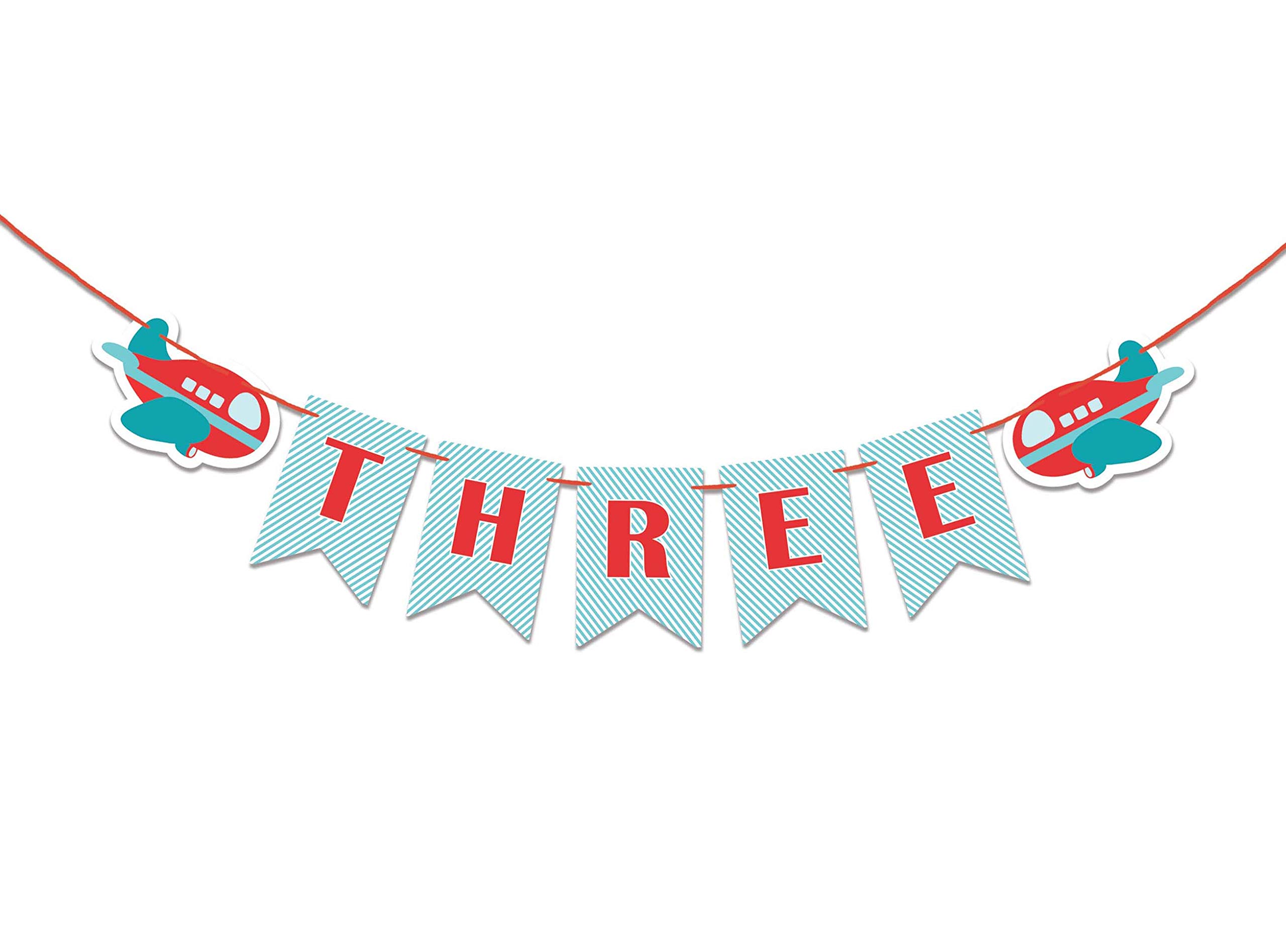 Inkdotpot Baby Birthday Decorations I Am Three Pennant Banner Flags For Boy Aeroplane Birthday Garland