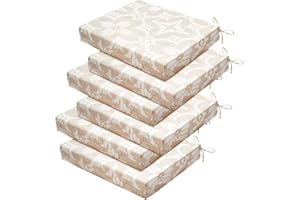 LOVTEX Outdoor Chair Cushions Set of 6, Outdoor Patio Chair Cushions with Ties,Waterproof Chair Cushions for Outdoor Furniture, 18.5 x 16 x 3 inch, Beige Floral