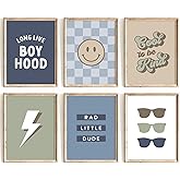 Tocliky Boy Nursery Wall Art Decor Toddler Baby Boy Room Canvas Pictures Blue Cool Nursery Poster Teen Playroom Prints Long Live Boyhood Artwork for Kids Bedroom 8x10 Inch Unframed Set of 6