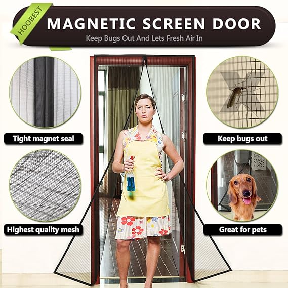 Screen Door with Heavy Duty MeshKeep Bugs Out,Let Fresh Air