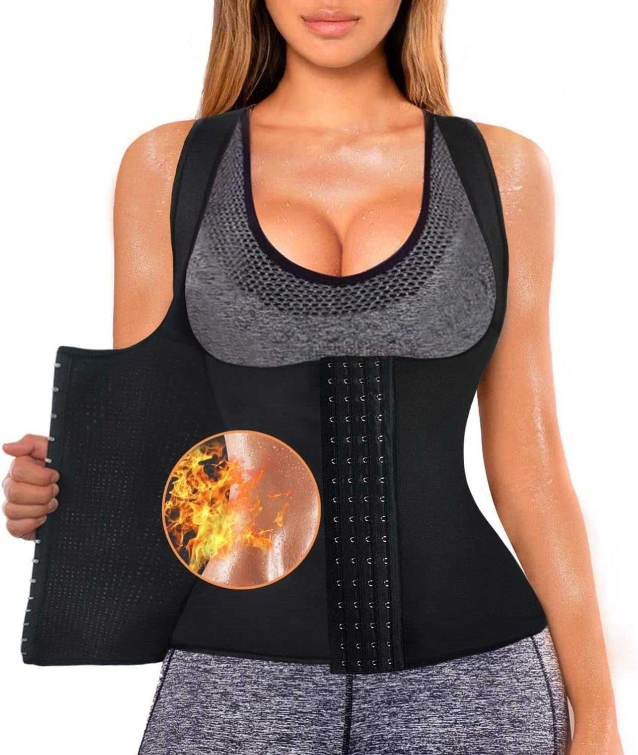 focusnorm women waist trainer vest tank workout neoprene sauna slim sweat belt body shaper