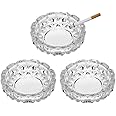 3 Pack Round Heavy Duty Glass Smoking Ashtray for Indoor and Outdoor Home Office Tabletop Decoration 4.8" Diameter, Set of 3