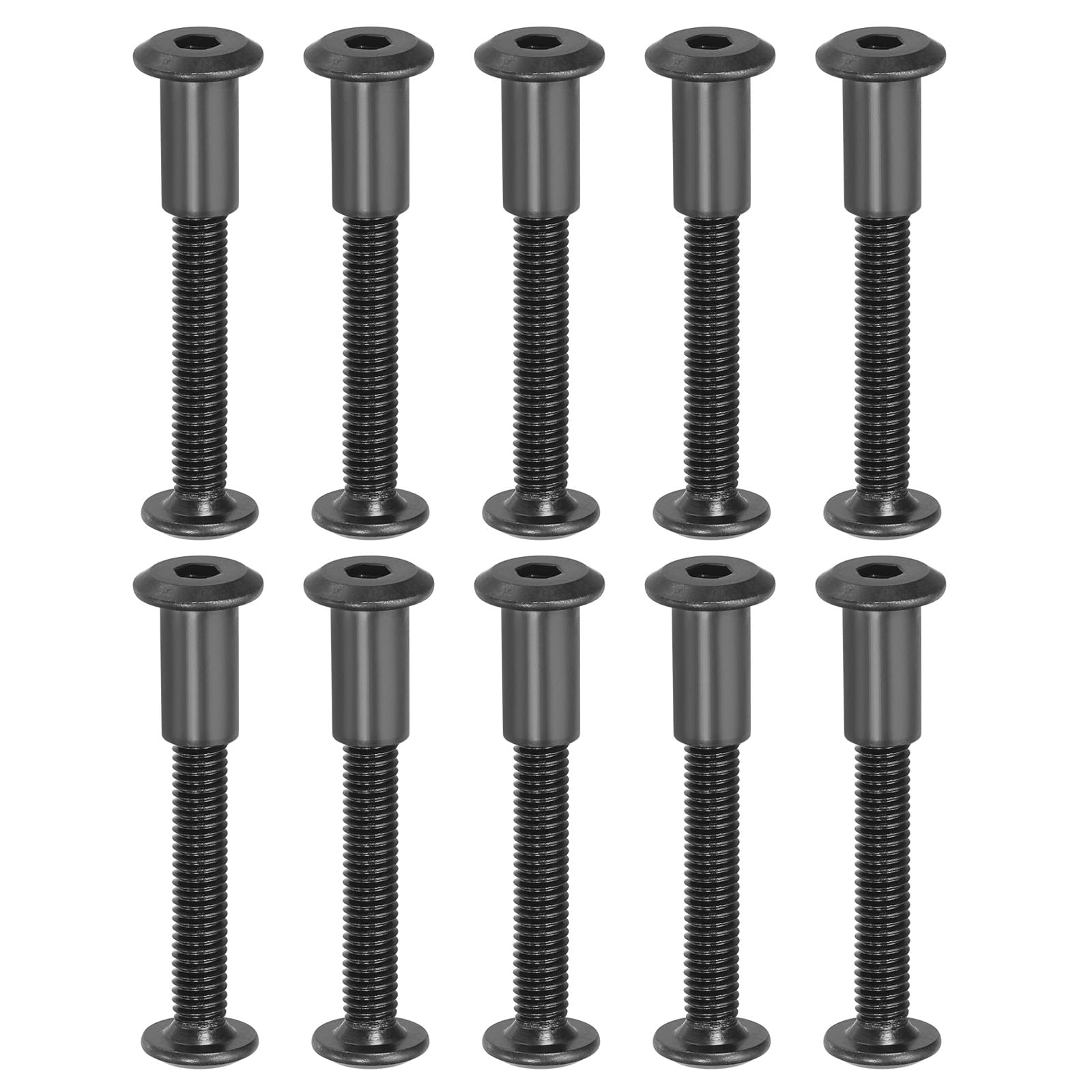PATIKIL M6 x 40 mm Hex Chicago Screws, 10 Set Binding Screw Posts Connecting Hex Drive Socket Cap Bolt Nuts for Scrapbook Leather Belt Album Photo Furniture Repair, Black
