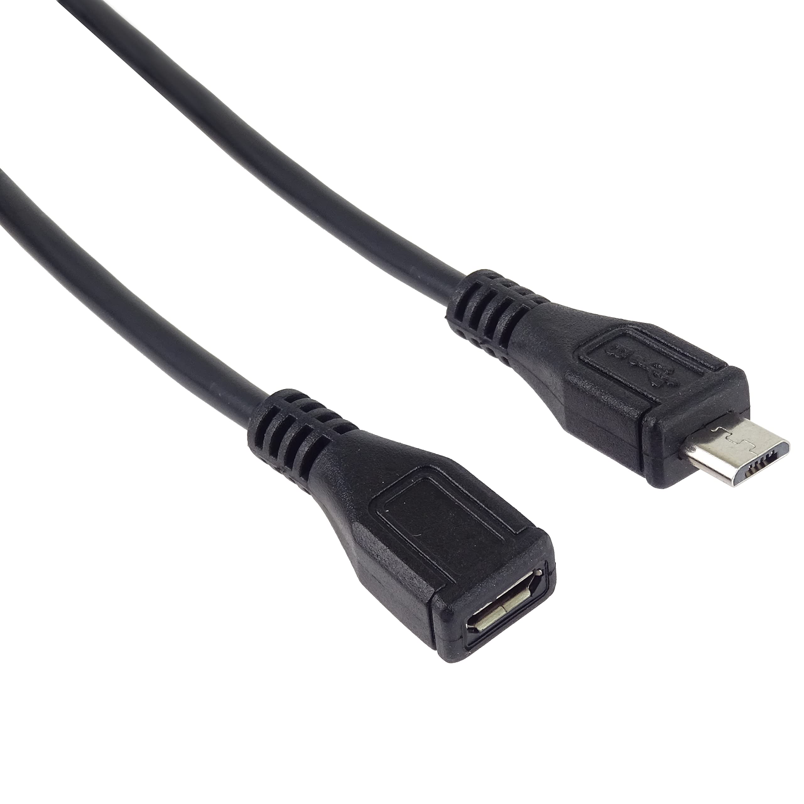 PremiumCord Micro USB Extension Cable 3 m USB Micro B Female to Micro B Male USB 2.0 High Speed Data Cable 2x Shielded AWG28 Black Length 3 m