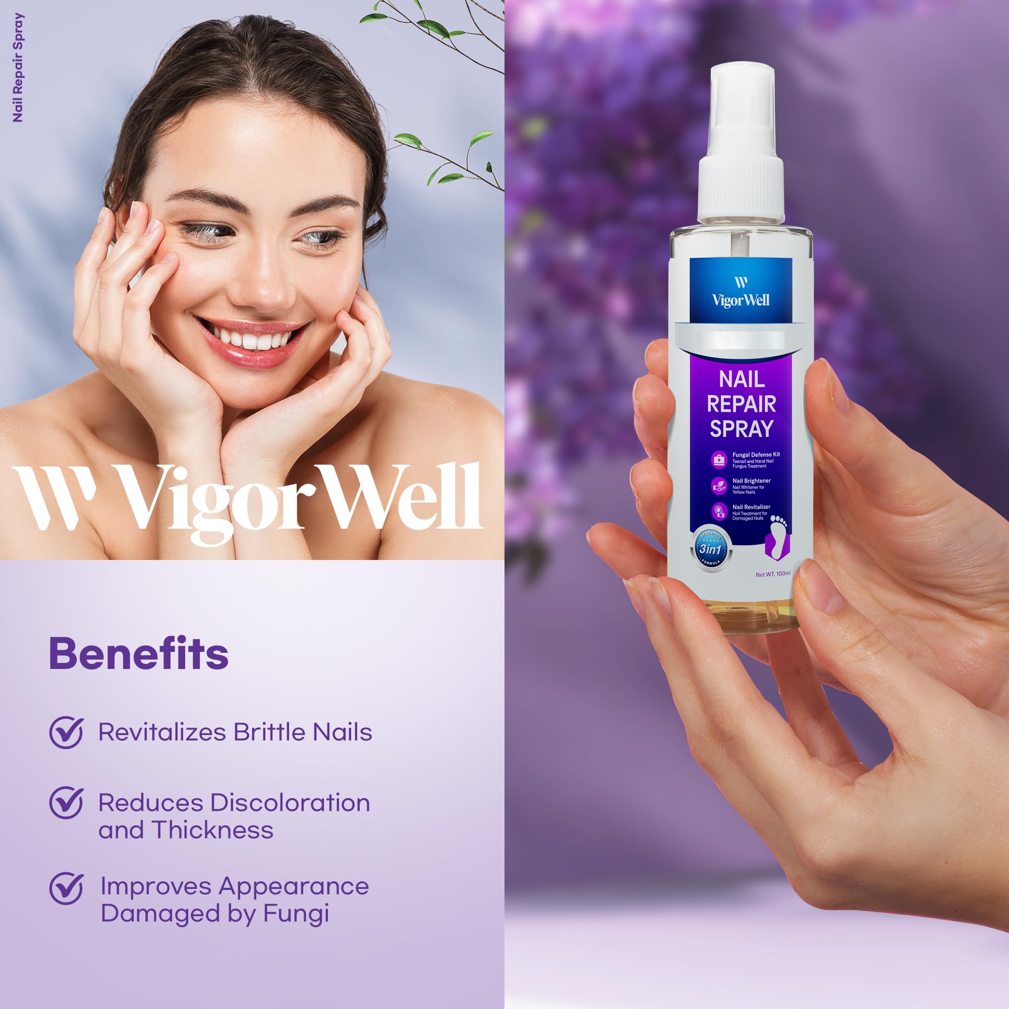 Nail Fungus Treatment For Toenail Spray - 3-In-1 Toe Nail Fungus Treatment Extra Strengt - Toenail Fungus Treatment Renews and Strengthens Nails (100ml) - Image 4